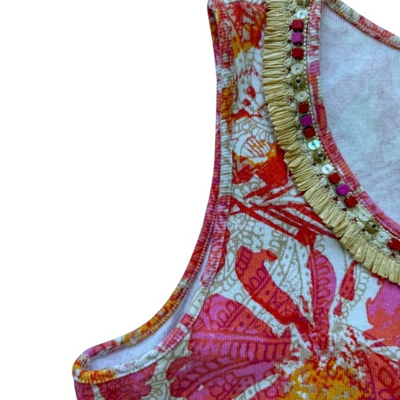 Ruby Rd. Women's PXL Petite‎ Floral Tank Top Boho Chic Ruffle Hem - Picture 6 of 8